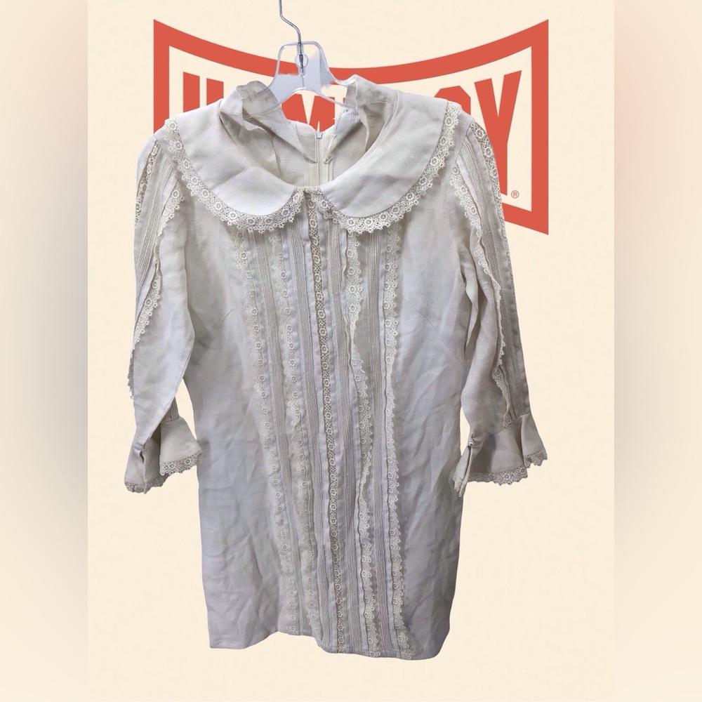 Buff White Kids Blouse with Lace Accents